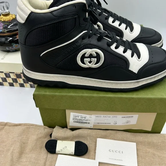 Men's Gucci Mac 80 high top leather Other sneakers size 13 made in Italy - Picture 5 of 11
